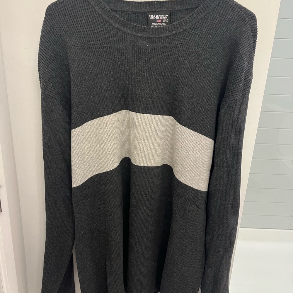Vintage Polo Ralph Lauren Black and White Crewneck Sweater